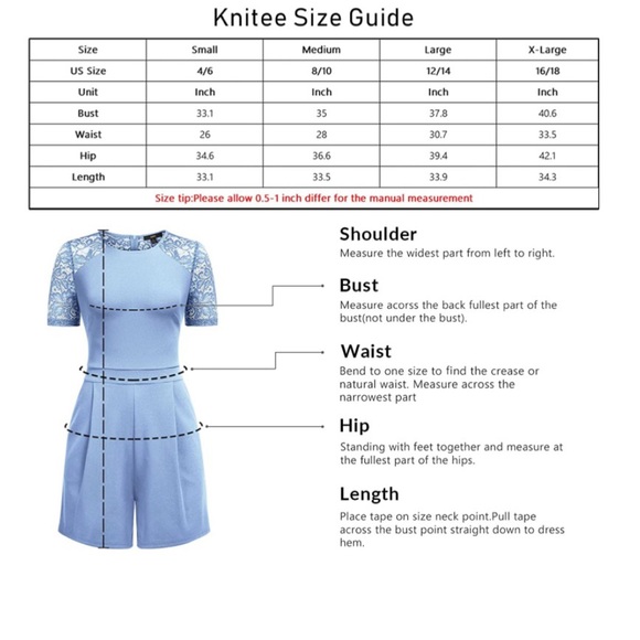 Light Blue Floral Lace Short Sleeve Jumpsuit - Picture 7 of 7